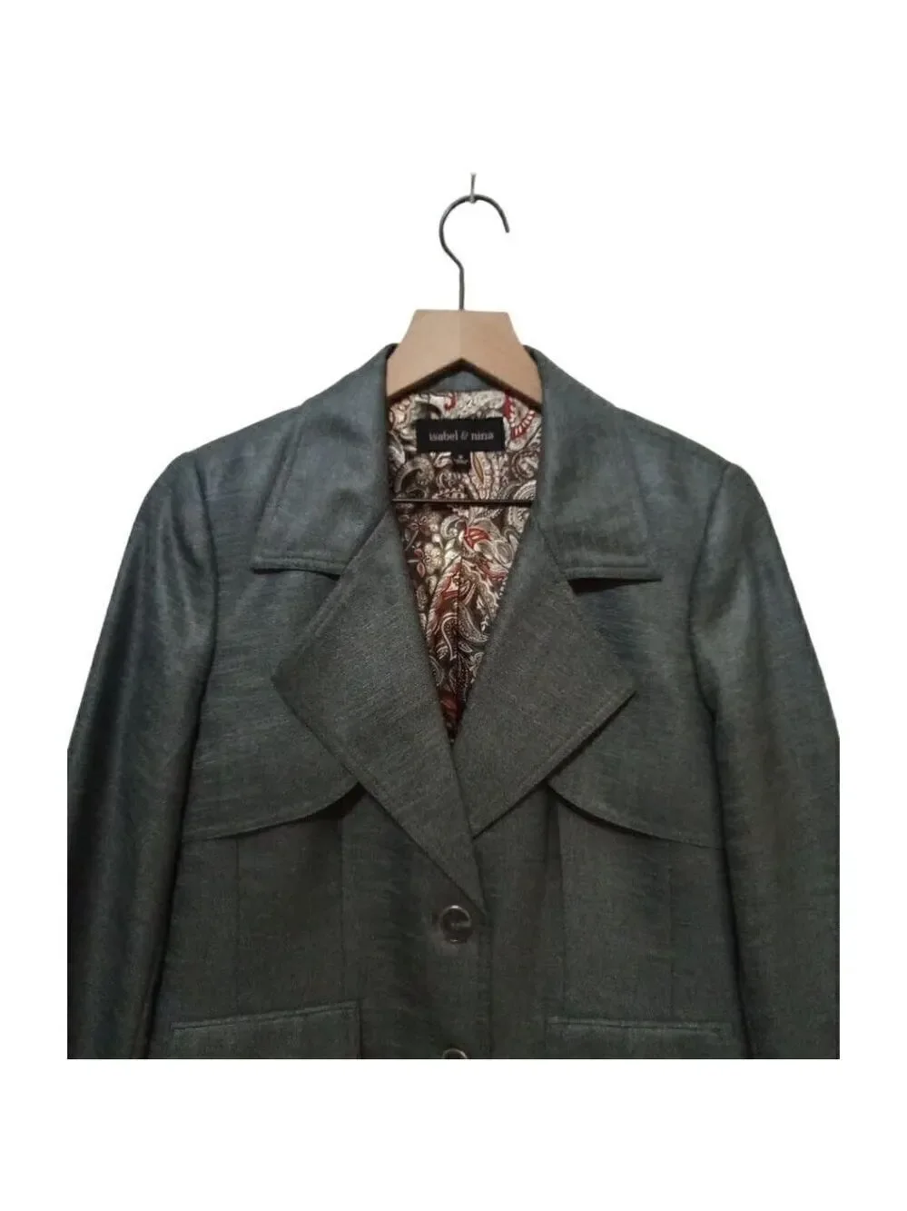 Isabel & Nina Gray Single Breasted Notch Lapel Modern Blazer Sz 8
